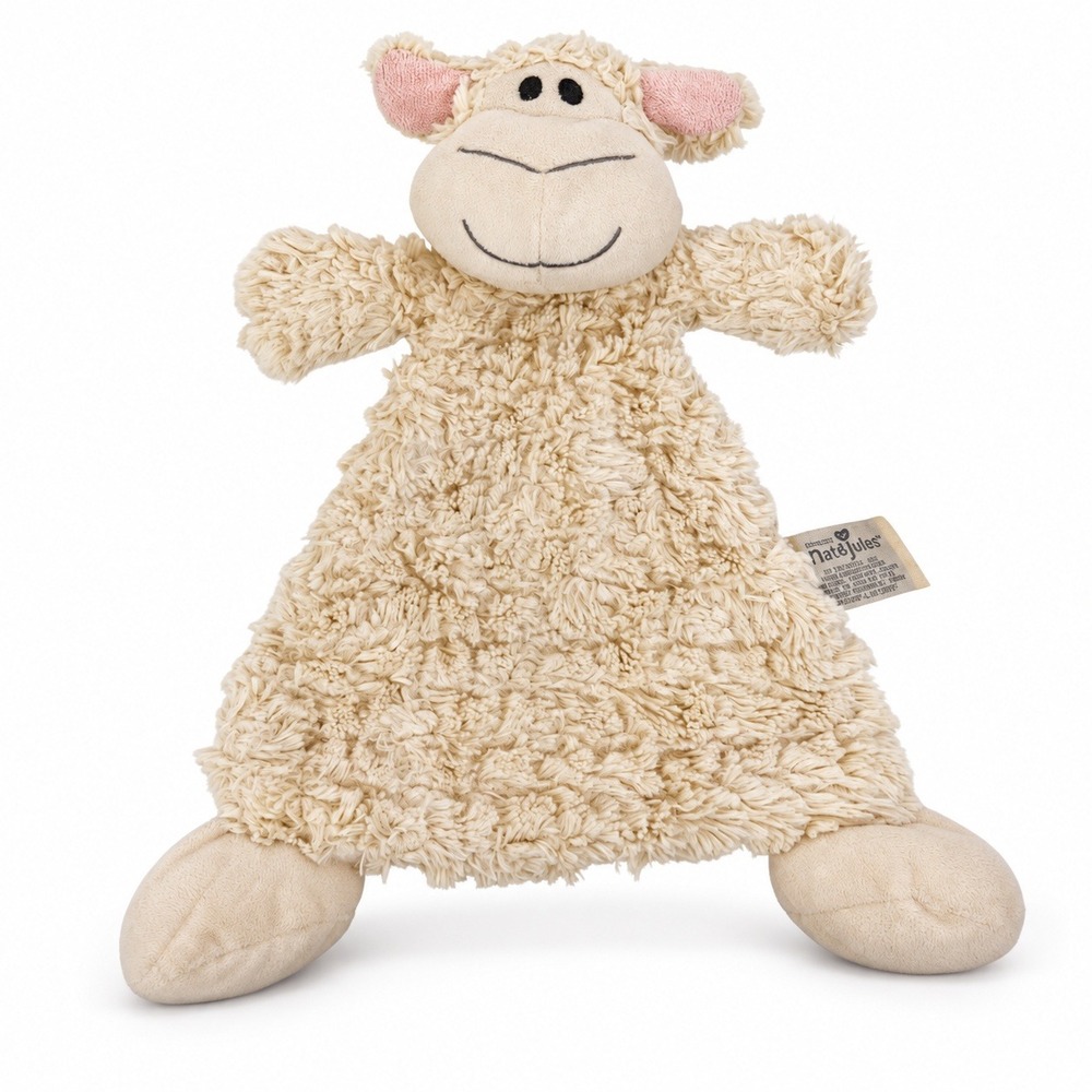Demdaco Nat & Jules Plush Sheep Lamb Lovey Beige Security Blanket Rattle Cozy